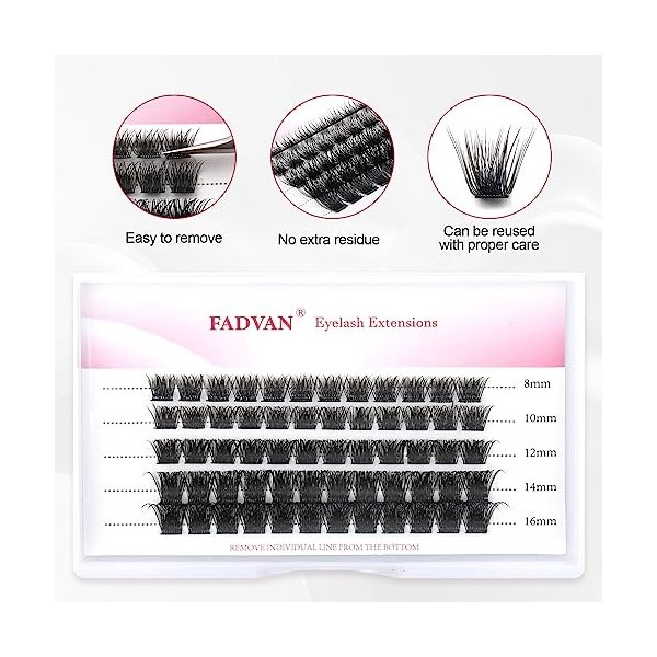 Extensions de Cils Cluster 0.07mm D Curl 8-16mm Mixed Length Professionnel Individual Volume Russe Faux Cils Individuel Bouqu