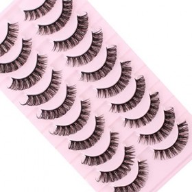 Oreola Faux Cils 10 Paires Russe Strip Lashes D Curl Lashes Réutilisable, Faux Mink Lashes Effet 3D Faux Cils Doll Eye Lashes
