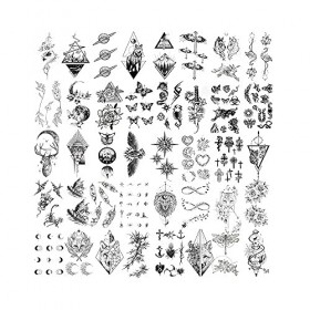 40 pièces lune étoiles animaux fleurs faux tatouages noir minuscule imperméable temporaire tatouages semi-permanents pour fem