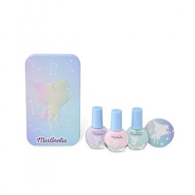 Martinelia Vernis à Ongles Enfant Pastels Galaxy Dreams + Boîte en Métal Licorne pour Filles - inclus Lime à Ongles - Ensembl