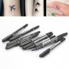 DeWin Stylo Dinscription de Tatouage, 10Pcs / Box Black Double Ended Mark Marker Outil de Stylo de Marquage Piercing