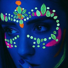 TSUWNO Autocollants de maquillage éclairants pour le visage, Ensemble de 3 pièces avec strass, paillettes, cristaux et pierre