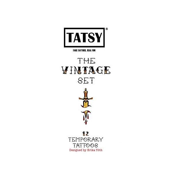 Tatsy Vintage Set, Tatouages Temporaires, Déguisement, Autocollant, Pour Homme Et Femme, étanche, fabriqué en europe, Faux Ta