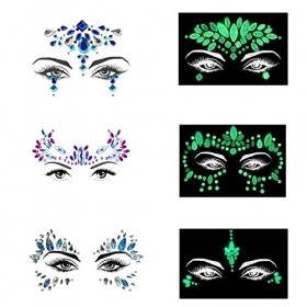 Strass Visage Coachella 6 Morceaux Paillettes Visage Strass Autocollant Visage Maquillage Festival Paillette Visage 3 Ordinai