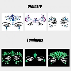 Strass Visage Coachella 6 Morceaux Paillettes Visage Strass Autocollant Visage Maquillage Festival Paillette Visage 3 Ordinai
