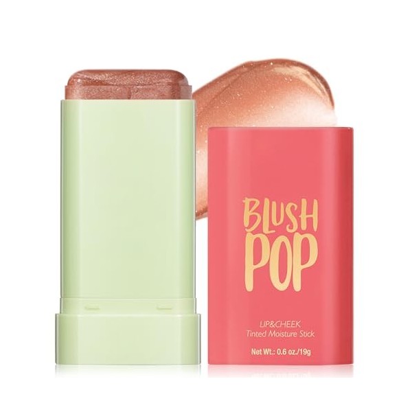 Erinde Bâton de blush crème pour les joues et les lèvres, blush doux et hydratant pour le visage, blush mat naturel, facile à