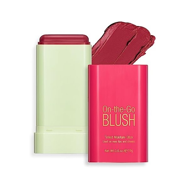 Erinde Bâton de blush crème pour les joues et les lèvres, blush doux et hydratant pour le visage, blush mat naturel, facile à