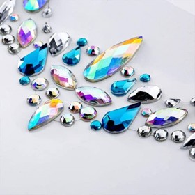 Autocollant de visage, 4pcs Gemmes de Visage, Paillettes de Pierres Précieuses pour Le visage, Autocollants Gemme Corps Auto-