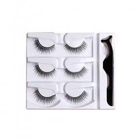 LEEQBCR 3D faux cils sans colle faux cils auto-adhésifs longs cils naturels adaptés aux filles/ensemble de pinces à cils 3 p