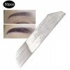 50 pcs Aiguilles de Microblading de Tatouage, Lames de Microblading Daiguille de Tatouage de Sourcil de Maquillage Jetable S