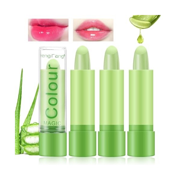 Likesing 2 Pièces Lot Rouge a Levre Magique Change de Couleur Aloe Vera Rouge a Levre Mat Longue Tenue Jelly Lipstick Teinté 