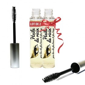 LOT de 2 mascaras 100% Huile de ricin BIO pressée à froid pour la pousse les cils. Essoreur économique. 2x10ml – Naturafro