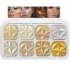 Palettes de maquillage de surligneur de 8 couleurs, illuminateur de corps de visage scintillant de diamant scintillant, palet