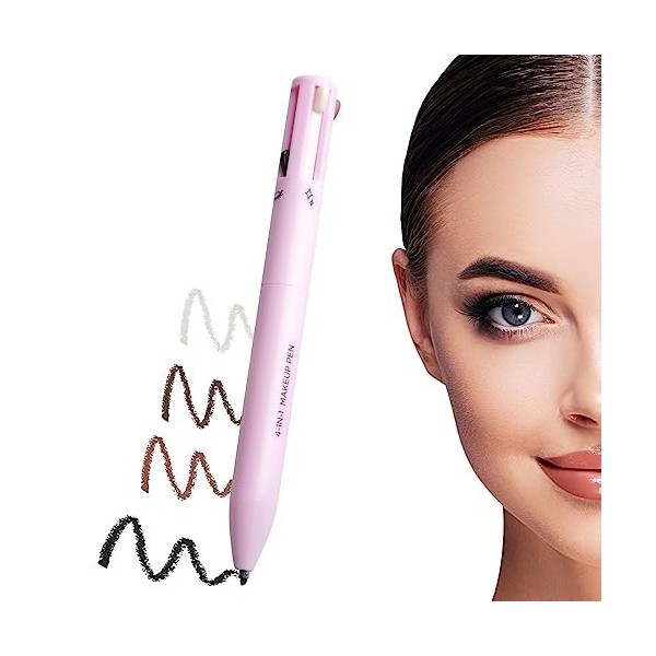APOMOONS 4 in 1 Makeup Pen, Eyeliner & Crayon Sourcil & Lip Liner & Highlighter, All in One Makeup Pen Imperméable à leau Ma