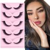 Parriparri Faux Cils Fox Eye Lashes 5 Paires Naturel Faux Cils en œIl de Chat Fluffy Cat Eye Lashes Doux Angel Winged Fake Ey