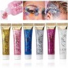 Teekerwan 6 paillettes de visage, Concert Glitter gel, Face Eye Hair Festival carnaval accessoires maquillage, Brillant corps