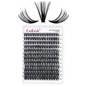 Cils Cluster FADLASH DIY 40 Root Extension Cils Individuels Volume Russe Cluster Faux Cils Individuelle Noir Mat Bouquet Cils