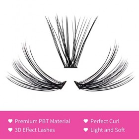 Cils Cluster FADLASH DIY 40 Root Extension Cils Individuels Volume Russe Cluster Faux Cils Individuelle Noir Mat Bouquet Cils
