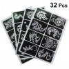 Générique 32Pcs Pochoirs de Tatouage Temporaire Modèle Dautocollant de Tatouage Évider Les Autocollants de Tatouage Auto- Adh