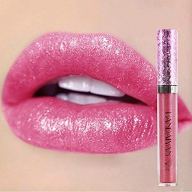 CHJUZI Métallique Diamant Liquide Lip Gloss Glitter Shimmer Rouge À Lèvres Antiadhésif Tasse Maquillage Brillant À Lèvres D 