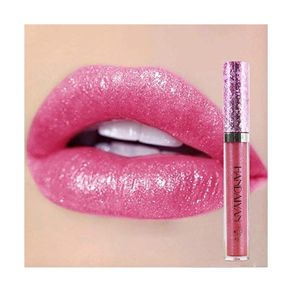 CHJUZI Métallique Diamant Liquide Lip Gloss Glitter Shimmer Rouge À Lèvres Antiadhésif Tasse Maquillage Brillant À Lèvres D 