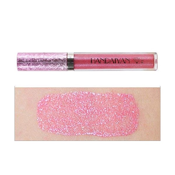 CHJUZI Métallique Diamant Liquide Lip Gloss Glitter Shimmer Rouge À Lèvres Antiadhésif Tasse Maquillage Brillant À Lèvres D 