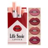 4 Pcs Little Tube Cigarette Rouge à Lèvres Mat Velours Rouge à Lèvres Baume à Lèvres, Teinture à Lèvres Longue Durée 24 Heure