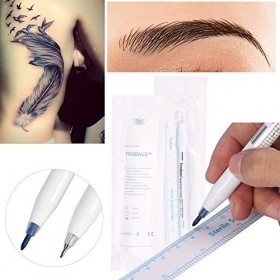 Marqueur de peau, 2pcs/set tatouage chirurgical piercing marqueur de peau positionnant stylo art du corps avec règles faciles