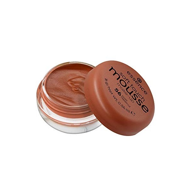 essence soft touch mousse make-up, fond de teint, 60 mahogany brun, pour peaux mixtes, peaux impures, matifiant, mat, vegan,