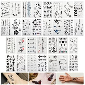  30 feuilles Tatouages Temporaires pour femme homme enfants, Imperméables Faux Tatouages Body Art Autocollants De Tatouage N