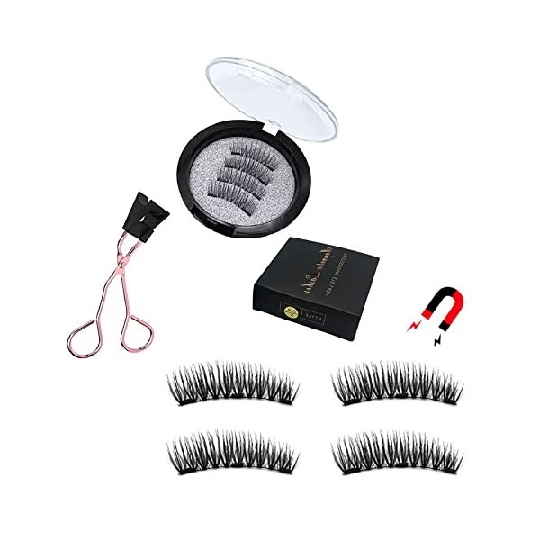 XIXKOLYU Lot de 2 paires de faux cils magnétiques 3D artificiels, sans eye-liner ni colle nécessaire, cils naturels, effet 3D