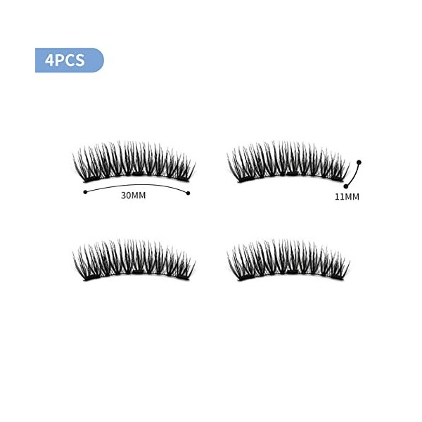 XIXKOLYU Lot de 2 paires de faux cils magnétiques 3D artificiels, sans eye-liner ni colle nécessaire, cils naturels, effet 3D