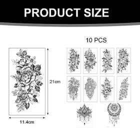 JOCXZI Temporaire Tatouages, Tatouage Autocollants,grande collection de fleurs tatouage, Fleurs Noires Tatouage Ephemere Faux