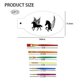 22 Pochoirs De Peinture Pour Le Visage Pour Les Enfants, 6 Pinceaux, Pochoirs De Peinture Corporelle De Tatouage Temporaire P