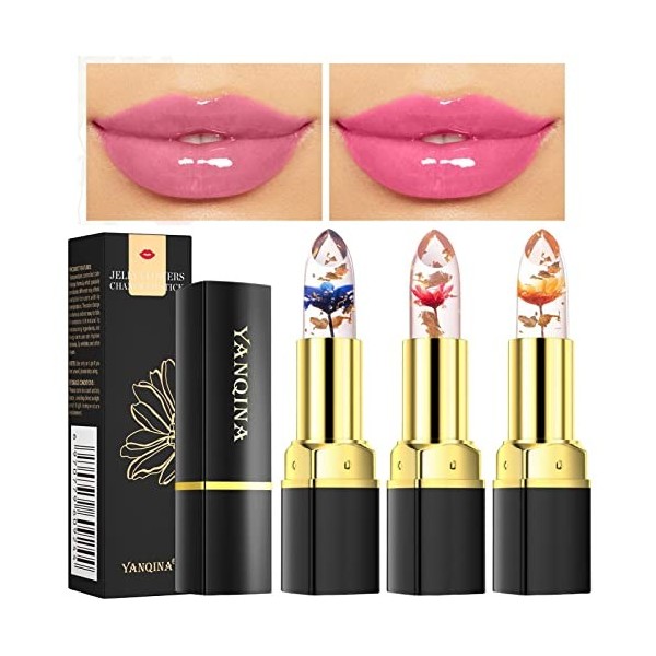 Crystal Jelly Flower Lipstick Set | Rouge à Lèvres Jelly Flower Lipstick | Rouge à Lèvres Magique Couleur Cristal | Brillant 