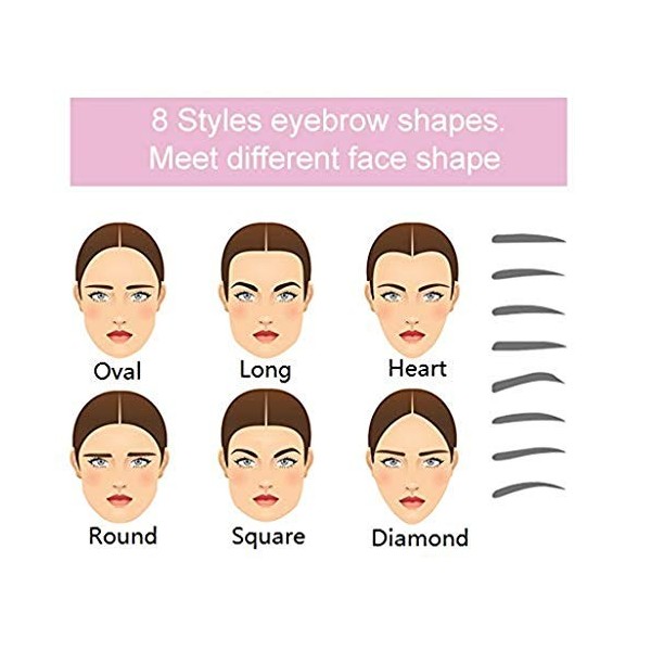 Lot de pochoirs à sourcils réutilisables - 8 styles de formes de sourcils - Outils de maquillage pour débutants