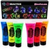 Lot de 6 peintures UV néon pour le visage et le corps paquet de 6 UV les plus brillants fluorescents