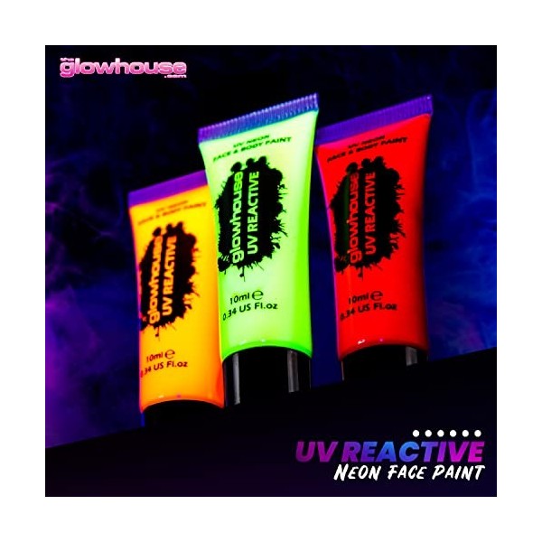 Lot de 6 peintures UV néon pour le visage et le corps paquet de 6 UV les plus brillants fluorescents