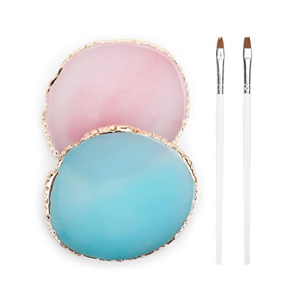 Deciniee Palette Ongles Nail Art, 2 Palette Resine Nail Art et 2 Stylos à Ongles,Bleu et Rose Palette Vernis pour Ongles,Pale