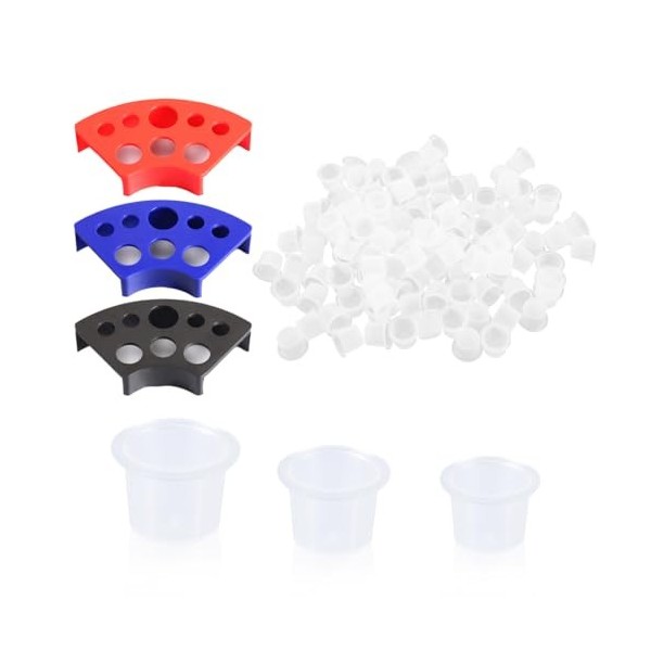 DJSUEW 300pcs Tattoo Ink Caps with 2 Cups Holders 100 petits 100 moyens 100 grands gobelets dencre de tatouage + 3 porte-gob