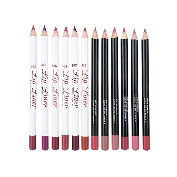 Crayon à lèvres, 12pcs Lip Liner Set Uniforme façonnant en douceur pour représenter des lignes colorées pour augmenter les lè