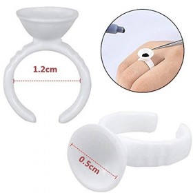 BESTZY Colle Bagues 400 PCS Glue Anneaux Support de Colle jetable en Plastique pour Cils Extensions,Maquillage et Sourcils