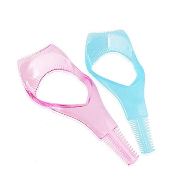 Lot de 2 outils de mascara 3 en 1 en plastique pour le haut du bas des yeux et les cils avec peigne et brosse pour les femmes