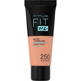 Maybelline New-York - Fond de Teint Fluide Fit Me Matte & Poreless - Peaux normales à grasses - Teinte : 250 Beige Ensoleillé