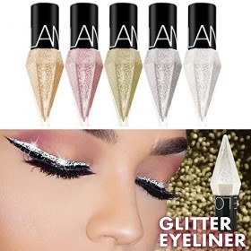 5 couleurs Liquid Glitter Shiny Eye Liners Cosmetics High Pigment Shimmer Sparkling Silver Metallic Eyeliner Coloré Nacré Lon