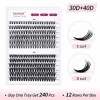 FADVAN Individuel Extension de Cils Cluster Faux Cils Professionnel 30P+40P 0.07D Curl 9-16mm Mixed Naturel en Soie Cils Volu