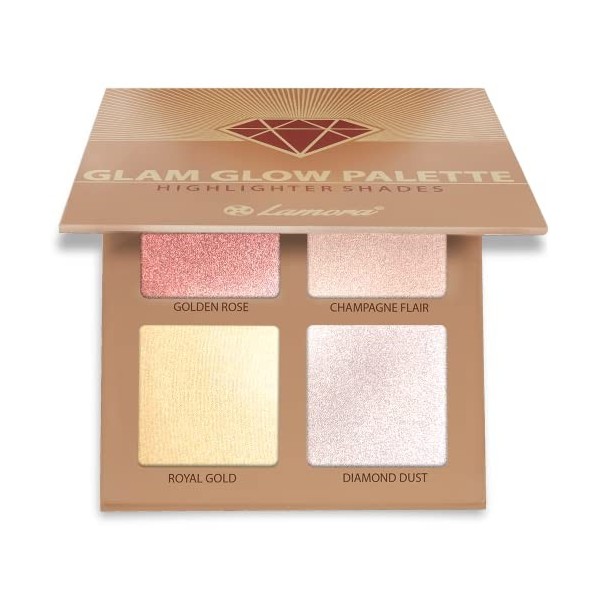 Palette Highlighter Maquillage Illuminateur Poudre Bronzer Kit - Avec Miroir Pour Peau Claire à Moyennement Foncée - 4 Couleu