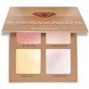 Palette Highlighter Maquillage Illuminateur Poudre Bronzer Kit - Avec Miroir Pour Peau Claire à Moyennement Foncée - 4 Couleu