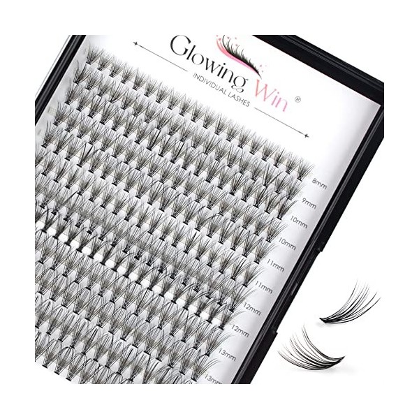 Glowing Win Extension Cils Individuels Faux Cils Naturel Cluster Lashes 0.07C 8-15mm 20D 228PCS Faux Cils Bouquet Individuel 