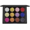 12 Couleurs Poudre Maquillage Professionnel Longue Durée Miroitant Palette Fard à Paupières Minérale Pressé Paillettes